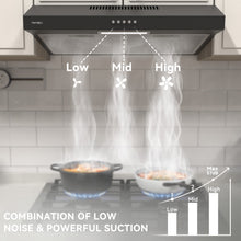 Lade das Bild in den Galerie-Viewer, Hermitlux Extractor Hood Under-counter 60cm, Exhaust and Recirculation, 3 Power Levels, 360 m³/h Air Flow, Carbon Filter--HMX-EBF21A60-AC