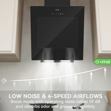 Load image into Gallery viewer, Hermitlux Extractor Hood 60cm, Energy Class A+++ Extractor Hood Recirculation with 650m³/h, 4 Power Levels with Booster, Exhaust Air Circulation, Touch Control, 59dB--HMX-EBV82J60-CC