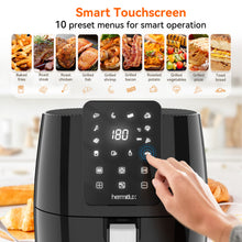 Load image into Gallery viewer, Hermitlux Air Fryer 5,5L XXL, 10 Programs Airfryer with Digital LED Touch Screen, Air Fryer without Oil, Preheat & Keep Warm, with Recipe, 1500W Dishwasher safe --	HAF55B31