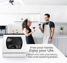 Load image into Gallery viewer, Hermitlux Table Top Dishwasher, Mini Countertop Dishwasher with 4 Place Settings, 5L Built-in Water Tank, 6 Programmes, Touch Control, Baby Care and Fruit Wash, White