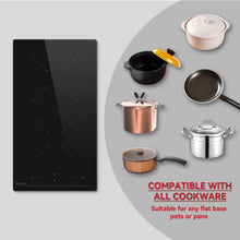 Load image into Gallery viewer, Hermitlux Ceramic Hob, Built-in 29cm Ceramic Electric Hob, 9 Power Levels, Sensor Touch Control, Child Lock, 1-99 Minute Timer, Suitable for all Pots and Pans--VM2T