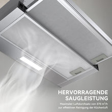 Load image into Gallery viewer, Hermitlux Extractor Hood 60cm, Flat Panel Hood Exhaust/Recirculation, 360 m³/h Air Flow, LED Lighting, Carbon Filter, 65dB--HMX-ESH04S60-AC