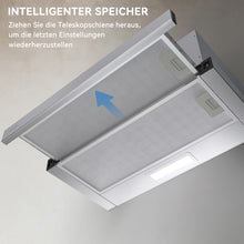 Load image into Gallery viewer, Hermitlux Extractor Hood 60cm, Flat Panel Hood Exhaust/Recirculation, 360 m³/h Air Flow, LED Lighting, Carbon Filter, 65dB--HMX-ESH04S60-AC