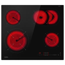 Load image into Gallery viewer, Hermitlux Ceramic Hob 59cm, Ceramic Hob 4 Zones with Dual and Oval Zones, 9 Heat Settings, Touch Control & Timer, Child lock, Suitable for all pans, No plug--HVC4S01