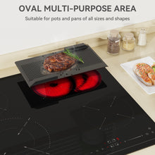 Load image into Gallery viewer, Hermitlux Ceramic Hob 59cm, Ceramic Hob 4 Zones with Dual and Oval Zones, 9 Heat Settings, Touch Control & Timer, Child lock, Suitable for all pans, No plug--HVC4S01