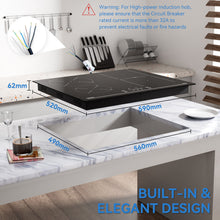 Load image into Gallery viewer, Hermitlux 60cm Induction Hob with Flex Zones, Built-In Electric Hob with 4 Zones Including Flex Zone, 9 Power Levels and Booster, Child Lock, 7400W, No Plug-IM4F