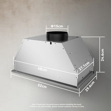 Lade das Bild in den Galerie-Viewer, Hermitlux Extractor Hood 52cm Built-in, Exhaust/Recirculation, 750m³/h Air Flow, 68db, Silver--HMX-ESB02E52-AC