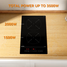Load image into Gallery viewer, Hermitlux Induction Hob 2 Plates 3500w, 9 Power Levels and Pause