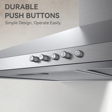 Load image into Gallery viewer, Hermitlux Extractor Hood 60 cm, 350m³/h Airflow, Extractor Hood with Activated Carbon Filter, 3 Levels, LED Light, Stainless Steel, 54 dB--HCHD6S01