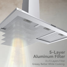 Load image into Gallery viewer, Hermitlux Extractor Hood 90 cm, 350m³/h Airflow, Extractor Hood with Activated Carbon Filter, 3 Levels, LED Light, Stainless Steel, 54 dB--HCHD9S01
