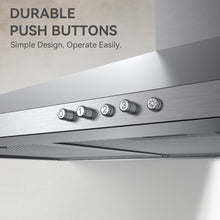 Load image into Gallery viewer, Hermitlux Extractor Hood 90 cm, 350m³/h Airflow, Extractor Hood with Activated Carbon Filter, 3 Levels, LED Light, Stainless Steel, 54 dB--HCHD9S01