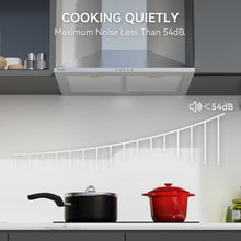 Load image into Gallery viewer, Hermitlux Extractor Hood 60 cm, 350m³/h Airflow, Extractor Hood with Activated Carbon Filter, 3 Levels, LED Light, Stainless Steel, 54 dB--HCHD6S01