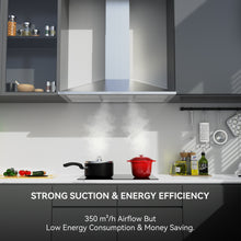 Load image into Gallery viewer, Hermitlux Extractor Hood 90 cm, 350m³/h Airflow, Extractor Hood with Activated Carbon Filter, 3 Levels, LED Light, Stainless Steel, 54 dB--HCHD9S01