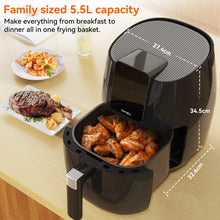Lade das Bild in den Galerie-Viewer, Hermitlux Air Fryer 5,5L XXL, 10 Programs Airfryer with Digital LED Touch Screen, Air Fryer without Oil, Preheat &amp; Keep Warm, with Recipe, 1500W Dishwasher safe --	‎HAF55B31
