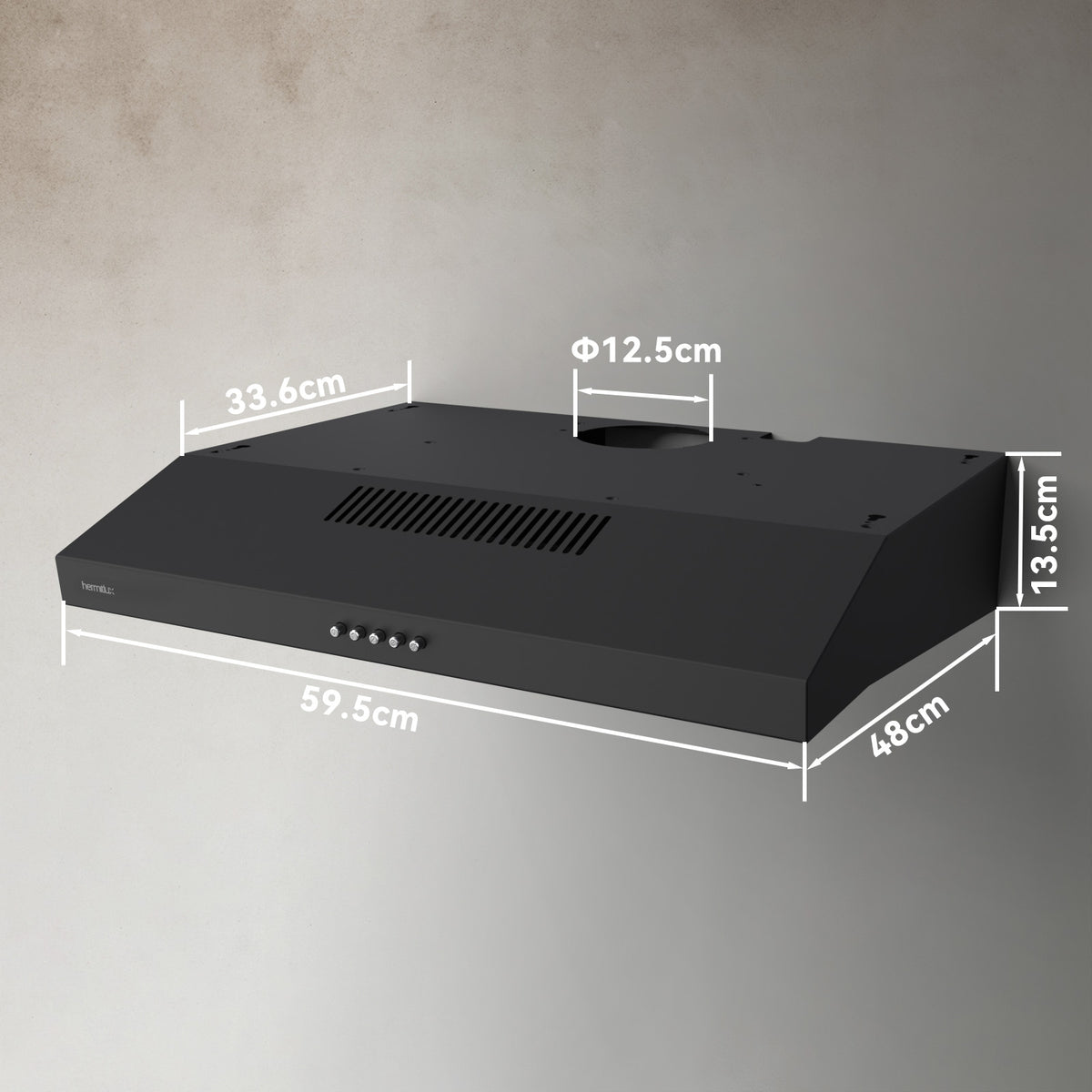 Hermitlux Extractor Hood Under-counter 60cm, Exhaust and Recirculation