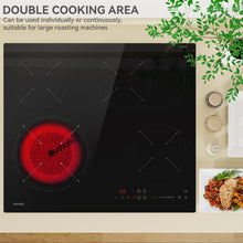Lade das Bild in den Galerie-Viewer, Hermitlux Ceramic Hob 59cm, Ceramic Hob 4 Zones with Dual and Oval Zones, 9 Heat Settings, Touch Control &amp; Timer, Child lock, Suitable for all pans, No plug--HVC4S01
