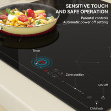 Lade das Bild in den Galerie-Viewer, Hermitlux Ceramic Hob 59cm, Ceramic Hob 4 Zones with Dual and Oval Zones, 9 Heat Settings, Touch Control &amp; Timer, Child lock, Suitable for all pans, No plug--HVC4S01

