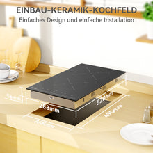 Load image into Gallery viewer, Hermitlux Ceramic Hob 28.8cm, Ceramic Hob 2 Zones with 9 Power Levels, Touch Control &amp; Timer, Child Lock, Suitable for all Pots and Pans, 3300W--HVC2T01
